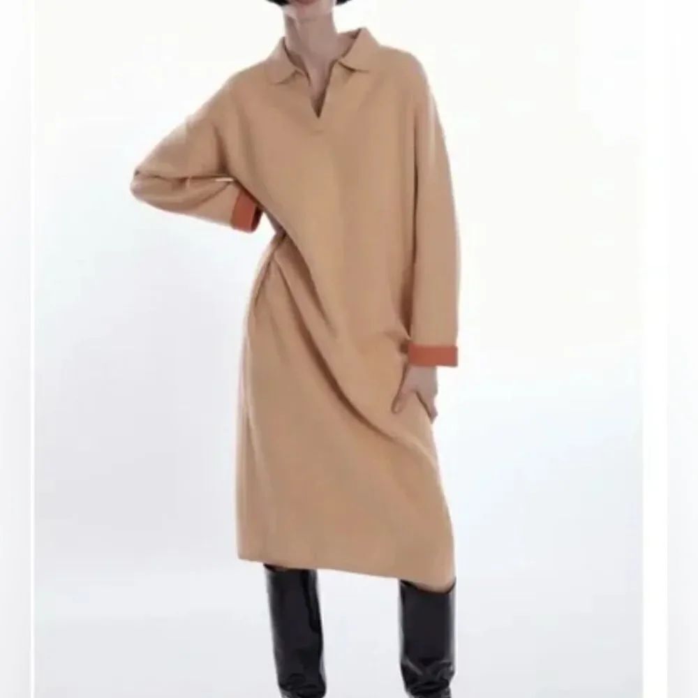 Zara Oversized Taupe Brown Knit Midi
Dress(Size Large)